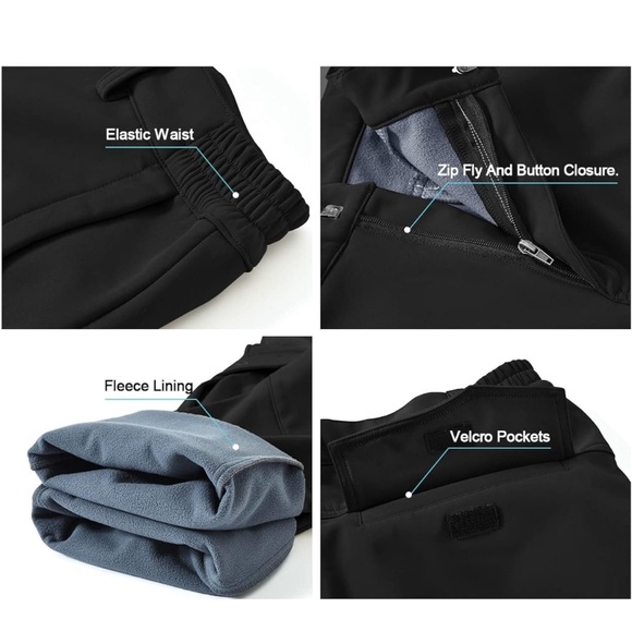 Men’s SNOW PANTS Insulated Soft Shell Fleece Lined Ski Mountain Hiking 2XL - Picture 4 of 5